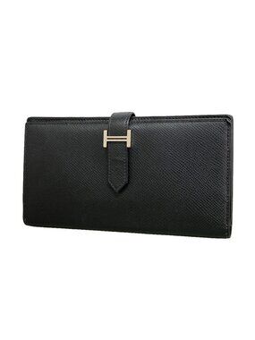 Hermes Wallet Bearn Soufflet Veau Epsom Black Silver